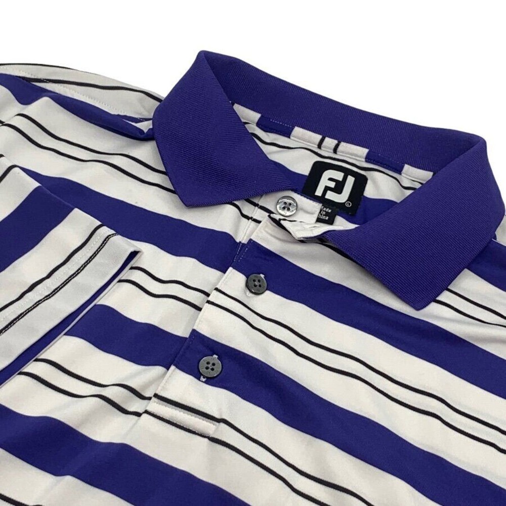 Footjoy FJ Men's SS Pullover Golf Polo‎ Shirt Purple/White Striped L